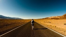 Landscape road desert walking highway male models men Custom Gaming Mat Desk picture
