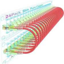 Sokqovt Cat6a Patch Cables Slim 5ft (24 Pack), Flexible Cat6 Ethernet Patch picture