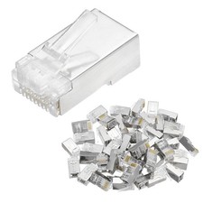 50 PCS Cat6A RJ45 Pass Through Connectors Gold Plated Plugs Silver 2426AWG picture