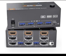 🔥AooCoo Triple Display 3 Monitor KVM Switch 8K @ 60Hz HDMI Display Port picture