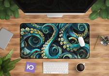 Octopus Desk Mat: Enchanting Swirls for Dark Academia Decor, Tech Gift for Him picture