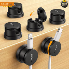 6 Pack Snap-Lock Cable Clips, 360° Rotatable Cord Holder for Desk | Anti-Pull-Ou picture
