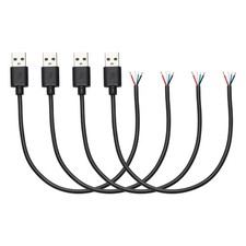 4Pcs 0.25m/0.82Ft USB Pigtail Cable, 5V 2.4A USB A to 4 Pin Bare Wires, Black picture