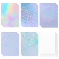36 Sheets Holographic Sticker Paper rainbow,clear,stars,glitter,gem,sand stars picture