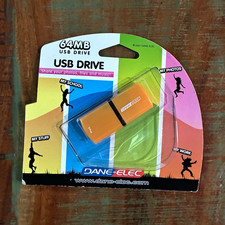 Vintage Dane-Elec 64MB USB Flash Drive Orange - Brand New Sealed (2007) picture