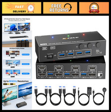 Dual Monitor KVM Switch for 3 PCs, HDMI & DisplayPort, 8K@30Hz/4K@144Hz, USB 3.0 picture