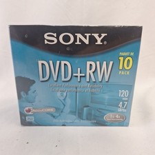 NEW SEALED Sony DVD + RW 10 Pack Rewriteable DVD Discs 4.7GB 120 Minutes picture