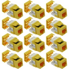 12x Cat5e RJ45 Network Ethernet Keystone Jack 180 Degree 110 Punch Down Yellow picture