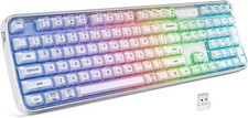 GEEZER Computer Backlit Keyboard White Crystal - Full-Size Bluetooth Wireless Re picture