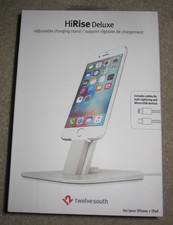 Twelve South HiRise Deluxe Adjustable Charging Stand iPhone/iPad Silver + Cables picture