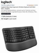 Logitech Wave Keys Wireless Ergonomic Keyboard with Cushioned Palm Rest Graphite picture