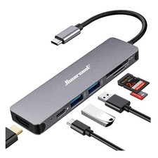 Ultra-Sleek 7-in-1 USB C Hub with HDMI & Card Reader: Space Gray Elegance picture