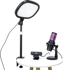 3pc Live Video Streaming Kit (Deluxe) - 2k 60 FPS Webcam, Microphone, Flat Light picture