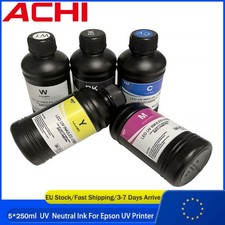 ACHI 5*250ml UV Neutral Ink CMYKW For Epson UV Flatbed Printer Colorful picture