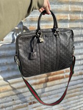 Gucci Guccissima GG Briefcase Laptop Bag With Strap Black Brown picture