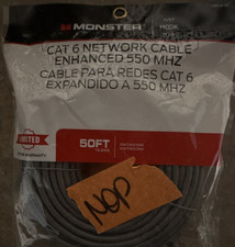 Monster Cat 6 Ethernet Patch Cable RJ-45 50ft Gray Round Cable Enhanced 550MHz picture