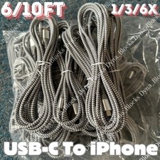 PD USB Type C Fast Charger Cable USB C Cord 6/10FT For iPhone 14 13 12 11 XR Lot picture