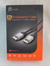 j5create JDC43 8K DisplayPort Cable 6.6ft DP 1.4 32.4Gbps HDR 4K 120Hz picture