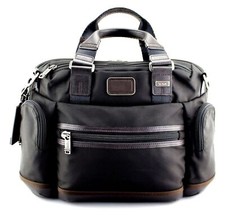 TUMI Alpha Bravo 'Brooks' Black / Brown Nylon Slim Briefcase - 222619HK2 picture