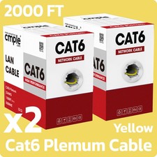 Cat6 Plenum Ethernet Cable 1000ft 2 Pack CMP Solid 23AWG UTP Pull Yellow picture