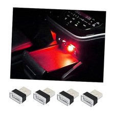 Augeny 4 PCS USB LED Car Interior Atmosphere Lamp, Plug-in USB Decor Night Red picture