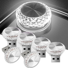 6Pcs Mini USB LED Car Interior Atmosphere Mini Lamp Crystal Cool White Light picture
