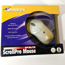 Memorex ScrollPro Mouse PS/2 Right or Left Handed 3 Button Scroll Wheel Open Box picture