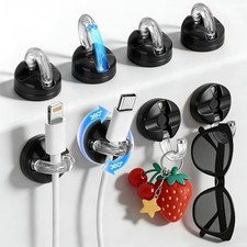 360° Rotatable Magnetic Cable Clips 8 Pack Adhesive Cord Holder Organizer Black picture