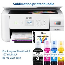 Lightly Used Espon EcoTank Printer With Sublimation Ink Bottles Bundle - White picture