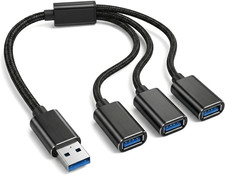 USB Splitter 1 in 3 Out, USB a Splitter Adapter, 2026 Upgraded USB 2.0 Male to 3 picture