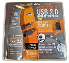 Stratitec USB 2.0 High-Speed 6.5ft Cable & Adapter Premium Series Set - New picture
