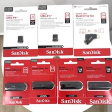Lot of 7 SanDisk USB Flash Drives Brand New-Ultra Fit, Dual Drive Go Cruzer picture