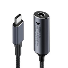 NFHK Cable DC Jack 5.5X2.5mm Input to USB-C Type-C Power 140W 18cm, Black  picture