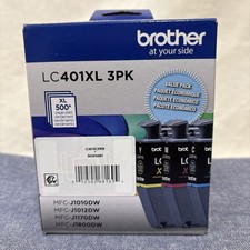 Brother Genuine LC401XL 3PK High Yield Color Ink Cartridges Cyan Magenta Yellow picture