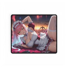 Pink Haired Sci-Fi Anime Girl Mousepad Horned Futuristic Waifu Aesthetic Gamer picture
