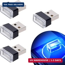 4Pcs Blue USB Car Interior Atmosphere Lamps, Universal Mini Led USB Li picture