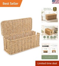 Cable Management Box, Handmade Rattan Cord Organizer for Power Strip | Open S... picture