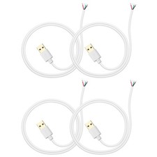 4Pcs 0.5m/1.64Ft USB Pigtail Cable, 5V 2.4A USB A to 4Pin Bare Wire, Gold White picture