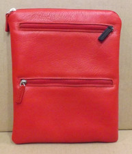 LEVENGER Red Pebbled Leather 9x7 Triple Zip Pouch Padded Tablet Tech Case picture