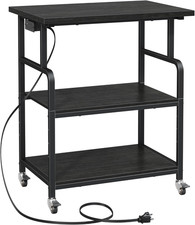 3 Tier Large Printer Stand with Power Outlet/Adjustable Storage Shelf, Rolling C picture