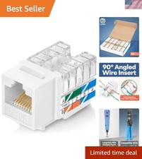 Everest 90 Degree RJ45 cat6 Keystone Jacks Slim Profile 100-Pack White | Comp... picture