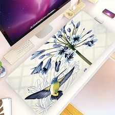2D Flat Multifunctional Desk Mat, Blue And White Floral Hummingbird Pattern, E picture