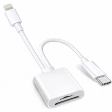 2 in 1 SD Micro SD Card Reader Lightning & USB-C Dual Connector Adapter picture