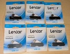 Lot of 6 Lexar JumpDrive TwistTurn2 USB Flash Drive Bundle 32 GB Black picture