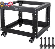 RIVECO 6U Open Frame Server Rack with Wheels Heavy Duty 4 Post Quick Assembl picture