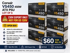 LOT OF 6 Open Box Corsair VS450 450W ATX Power Supply NON-US Export Market Only picture