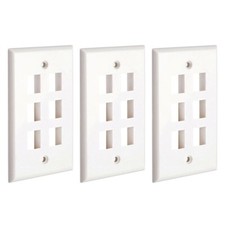 3x 6 Port Hole Keystone Jack Wall Plate 1-Gang Smooth Faceplate Cat5 Cat6 White picture