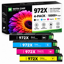 972X 972 Ink Cartridge 4PK For PageWide Pro 577z 452dn 452dw 477dn P57750dw picture