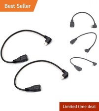 Compact 90 Degree Micro-B USB Extension Cable - Fast Syncing & Charging - 2 Pack picture
