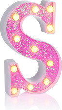 Pink Light up Letters，Pink Party Decorations,Girls Room Decor,Glitter Light up L picture